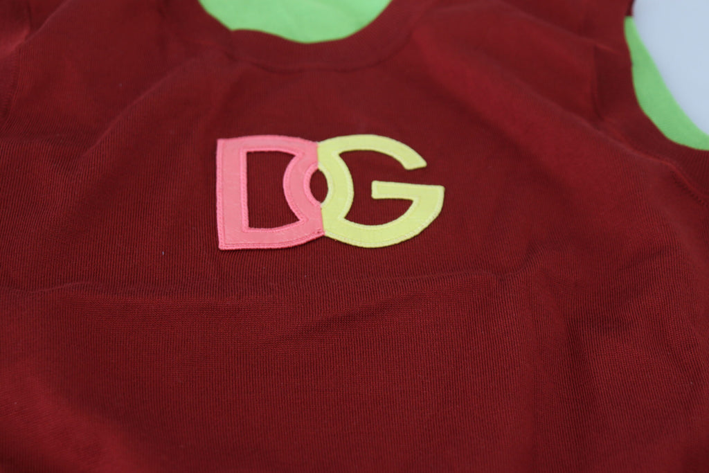 Dolce & Gabbana Red Green DG Logo Sleeveless Pullover Top Dolce & Gabbana