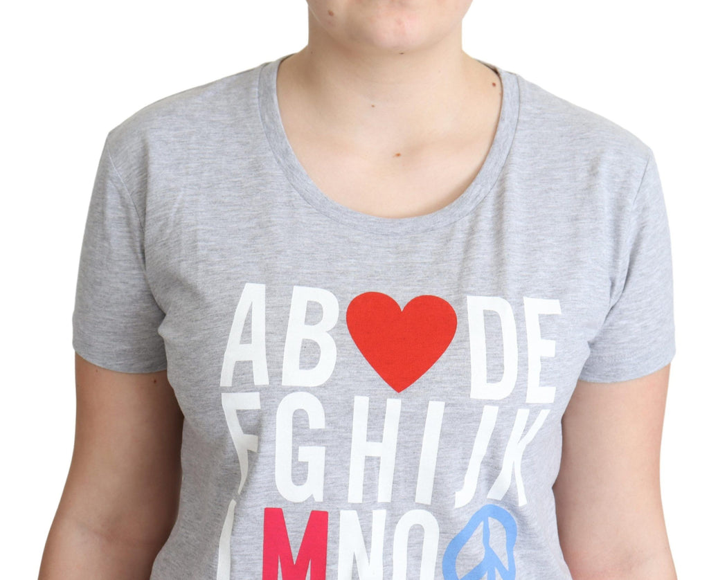 Moschino Gray Cotton Alphabet Letter Print T-shirt - Luxe & Glitz