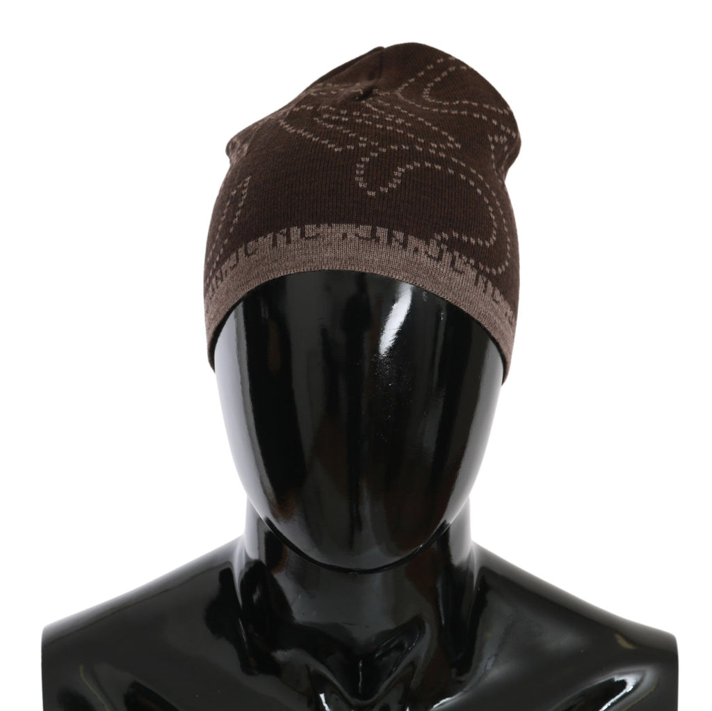 Costume National Beanie Brown Wool Blend Branded Hat - Luxe & Glitz