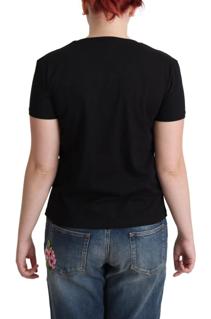 Moschino Black Cotton Sunny Milano Print T-shirt - Luxe & Glitz