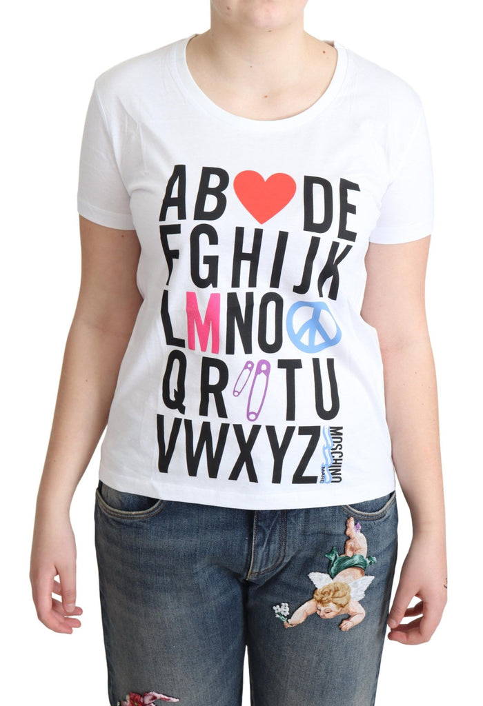 Moschino White Cotton Alphabet Letter Print Tops T-shirt - Luxe & Glitz