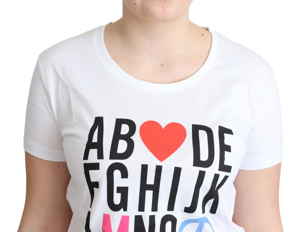 Moschino White Cotton Alphabet Letter Print Tops T-shirt - Luxe & Glitz