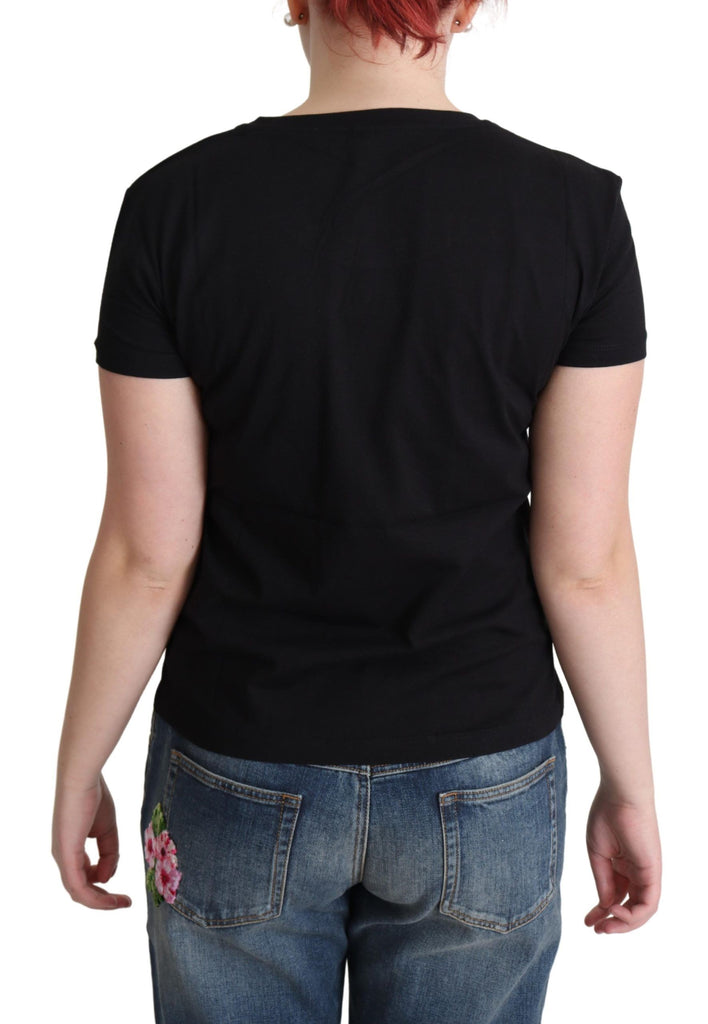 Moschino Black Cotton Come Play 4 Us Print Tops T-shirt - Luxe & Glitz