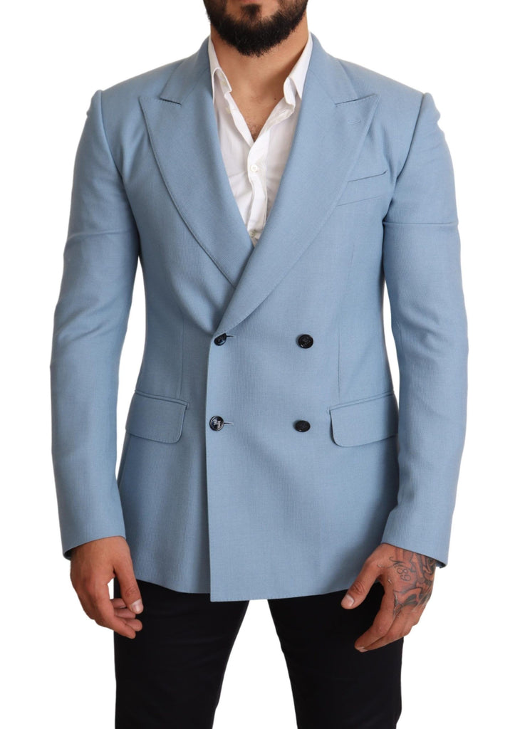 Dolce & Gabbana Blue Cashmere Silk Slim Fit Blazer Jacket - Luxe & Glitz