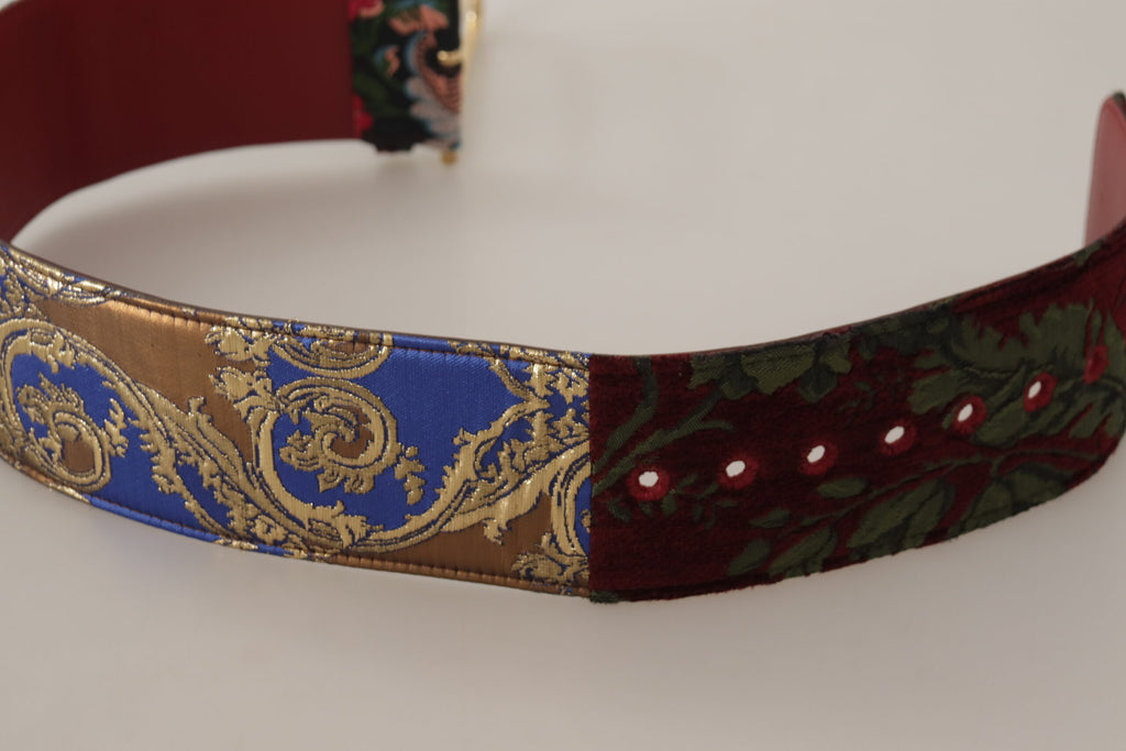 Dolce & Gabbana Red Embroidered Leather Gold Logo Metal Buckle Belt - Luxe & Glitz