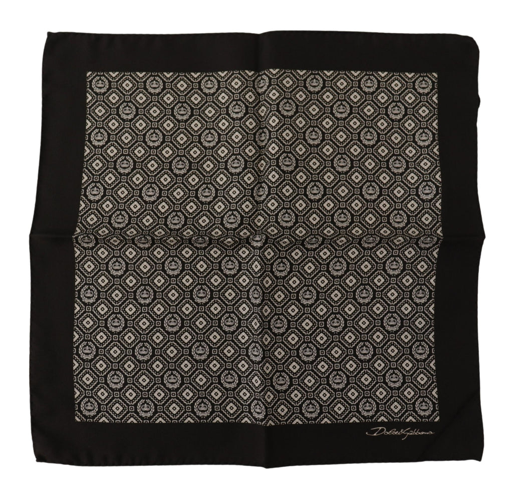 Dolce & Gabbana Black Patterned DG Logo Square Handkerchief Scarf - Luxe & Glitz