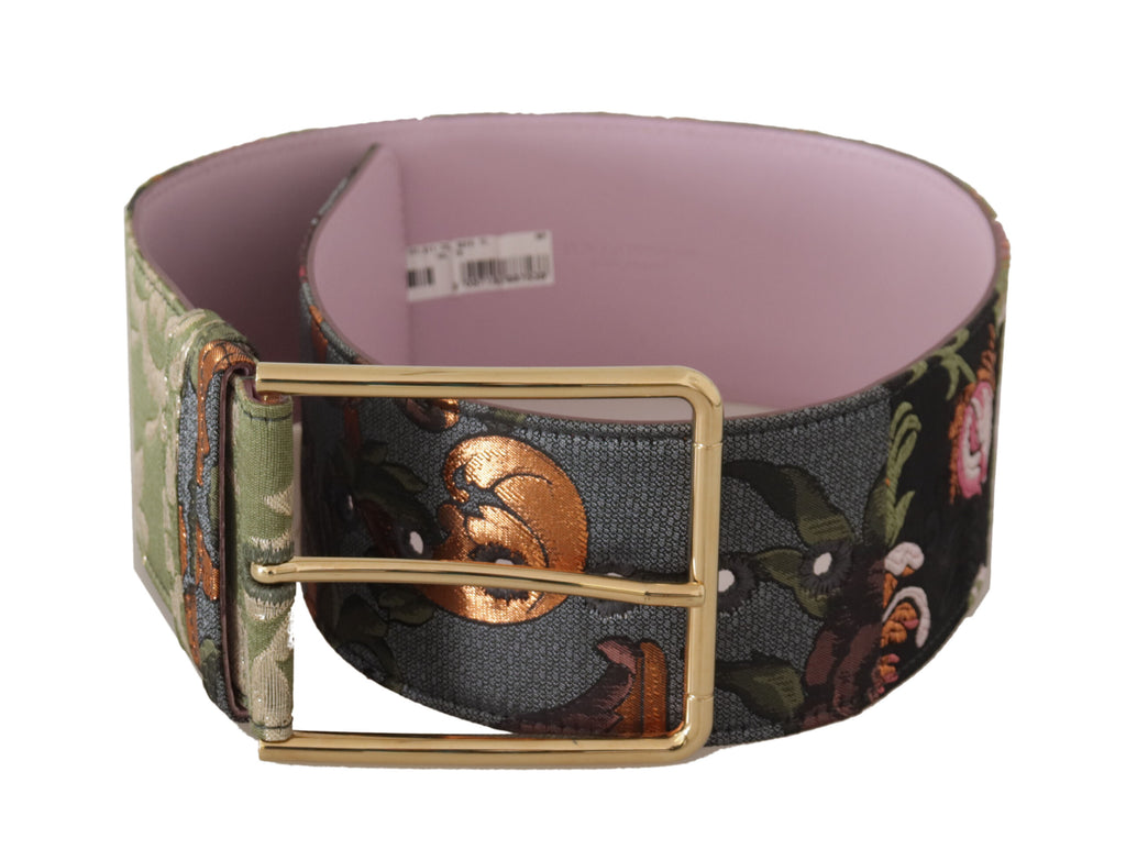 Dolce & Gabbana Multicolor Leather Embroidered Gold Metal Buckle Belt - Luxe & Glitz