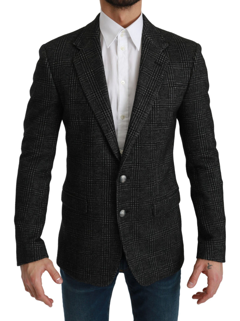 Dolce & Gabbana Gray Plaid Check Slim Fit Jacket Blazer - Luxe & Glitz