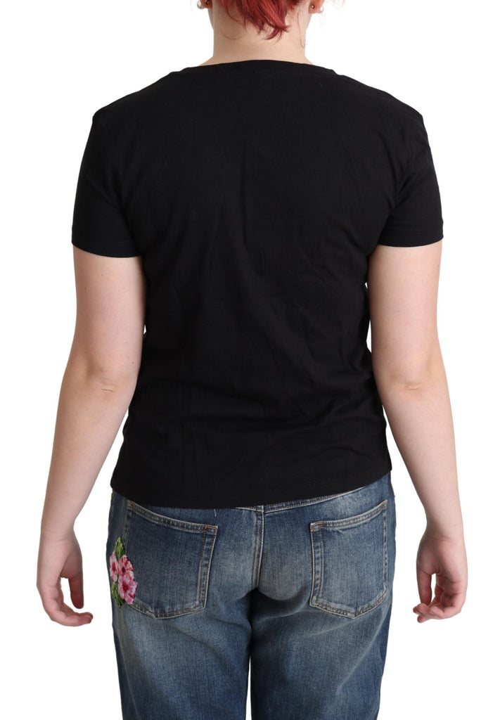 Moschino Black Printed Cotton Short Sleeves T-shirt - Luxe & Glitz