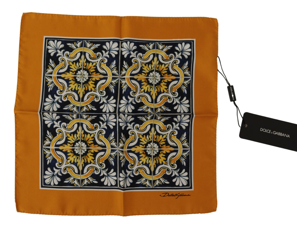 Dolce & Gabbana Orange Majolica Pattern Square Handkerchief Scarf - Luxe & Glitz