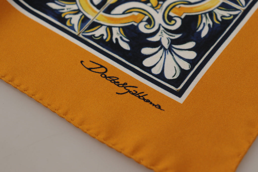 Dolce & Gabbana Orange Majolica Pattern Square Handkerchief Scarf - Luxe & Glitz