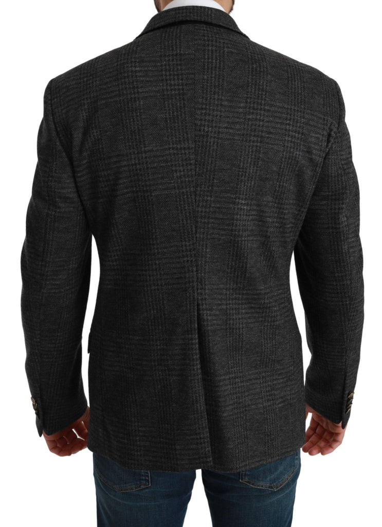 Dolce & Gabbana Gray Plaid Check Wool Formal Jacket Blazer - Luxe & Glitz
