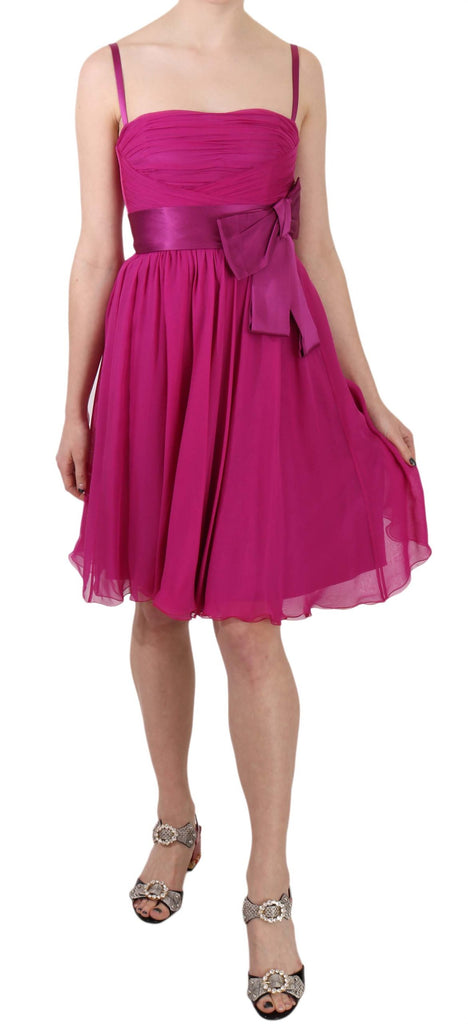Dolce & Gabbana Fuchsia Pink Bow Silk Sleeveless Dress - Luxe & Glitz