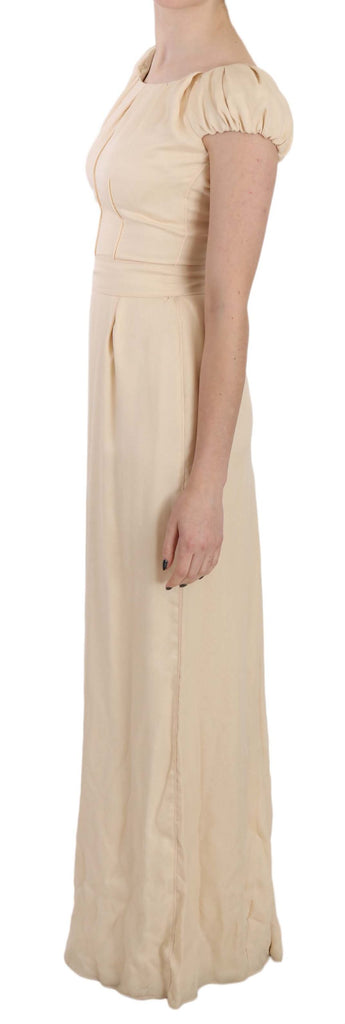 Dolce & Gabbana Beige Silk Column Cap Sleeve Gown Dress - Luxe & Glitz