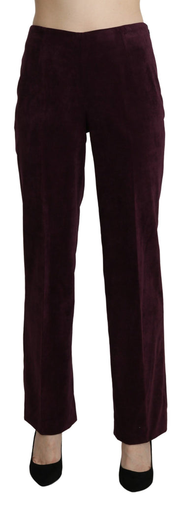BENCIVENGA Purple Suede High Waist Straight Trouser Pants - Luxe & Glitz