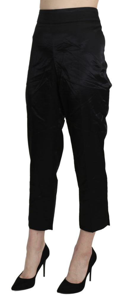 BENCIVENGA Black High Waist Straight Cropped Dress Trouser Pants - Luxe & Glitz