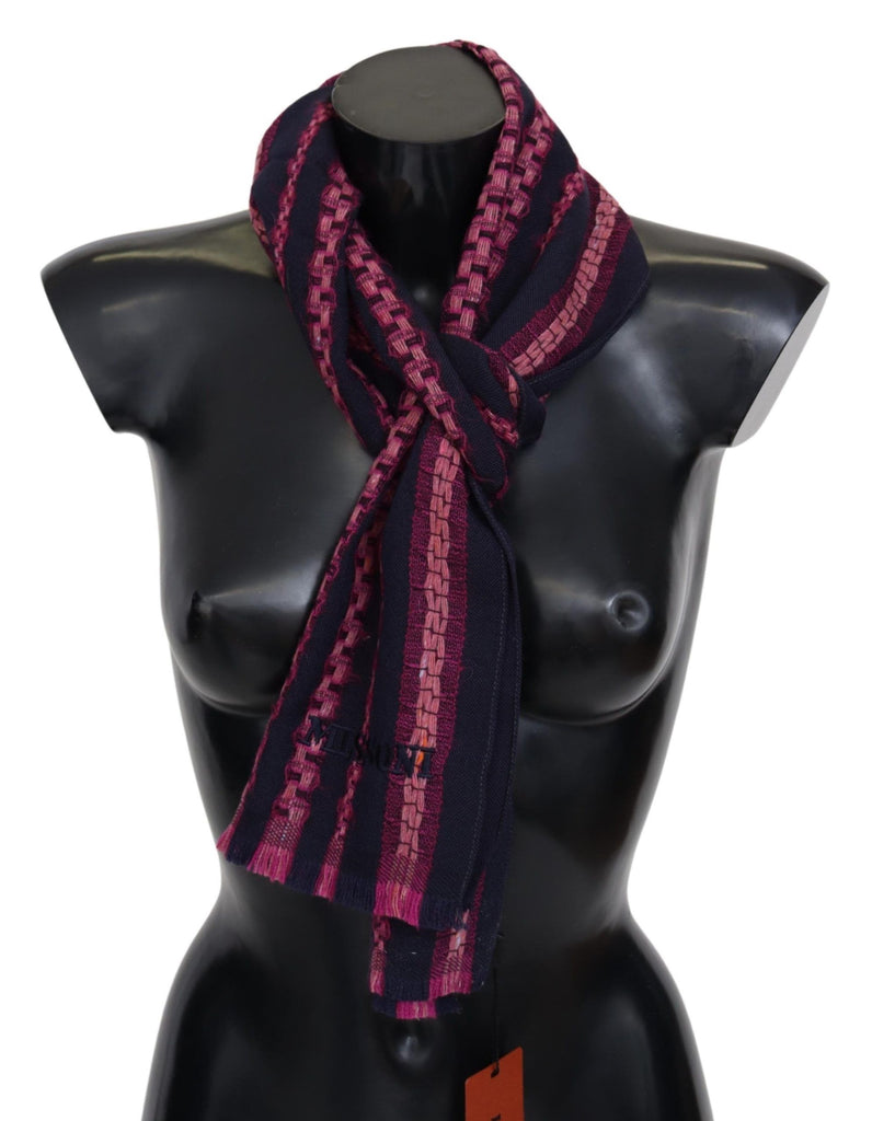 Missoni Black Pink Patterned Wool Unisex Neck Wrap Shawl Missoni