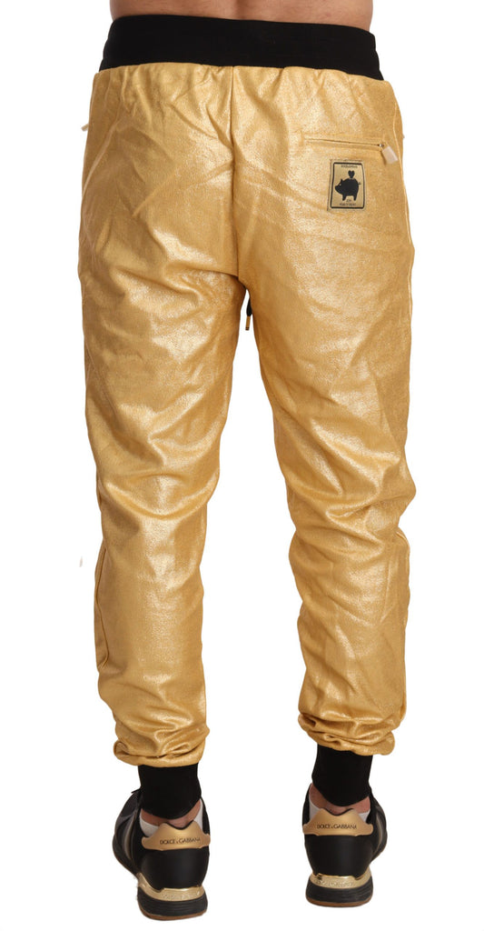 Dolce & Gabbana Gold Pig Of The Year Cotton Trousers Pants - Luxe & Glitz