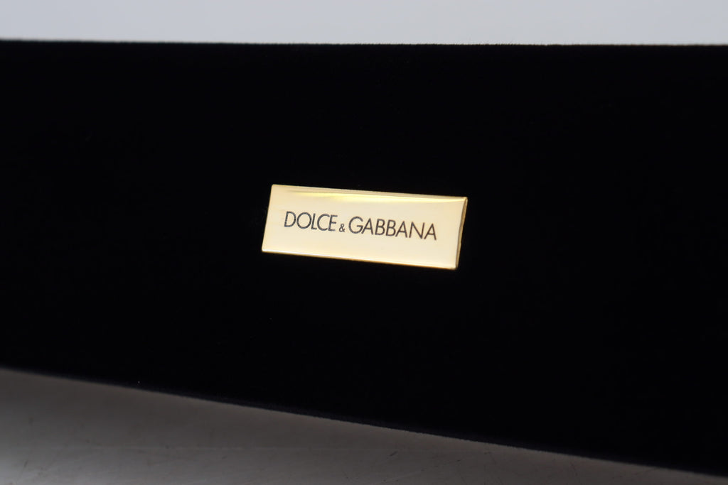 Dolce & Gabbana Black Velvet Logo Plaque Storage Bracelet Jewelry Box - Luxe & Glitz