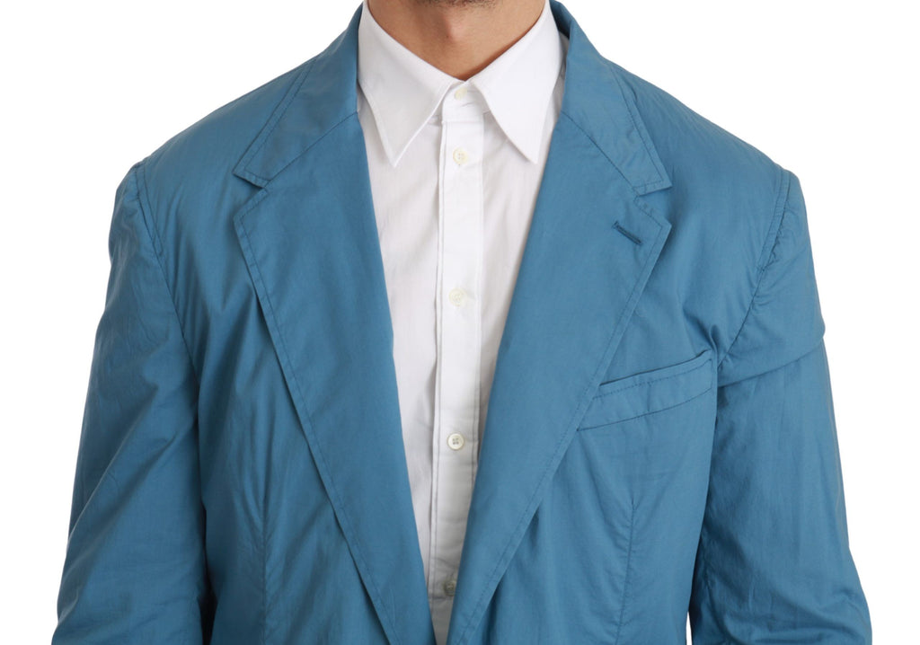 Dolce & Gabbana Blue Single Breasted Formal Cotton Blazer - Luxe & Glitz