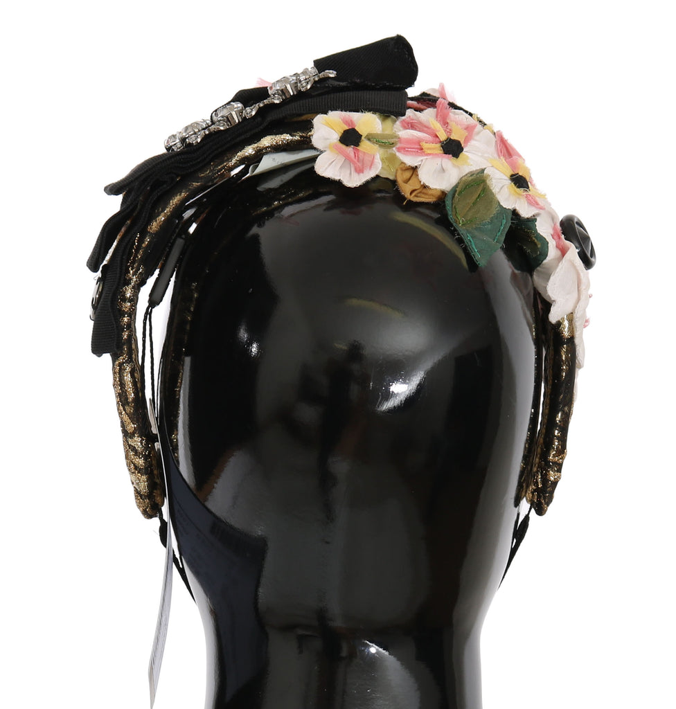 Dolce & Gabbana Multicolor Tiara Floral Crystal Bow Diadem Headband - Luxe & Glitz