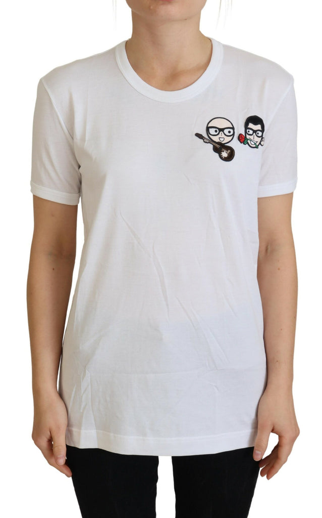 Dolce & Gabbana White #dgfamily Crewneck Cotton T-shirt Dolce & Gabbana