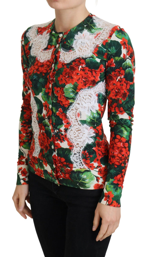 Dolce & Gabbana Multicolor Wool Floral Cardigan Sweater Dolce & Gabbana