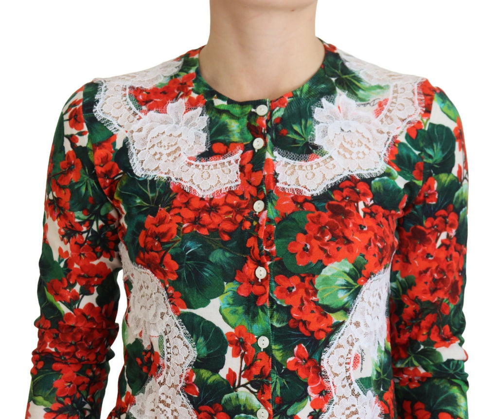 Dolce & Gabbana Multicolor Wool Floral Cardigan Sweater Dolce & Gabbana