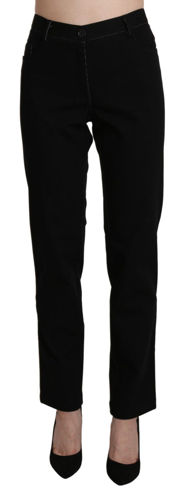 BENCIVENGA Black High Waist Straight Casual Trouser Pant - Luxe & Glitz