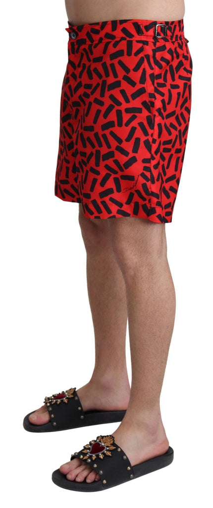 Dolce & Gabbana Red Patterned Beachwear Shorts Swimwear - Luxe & Glitz