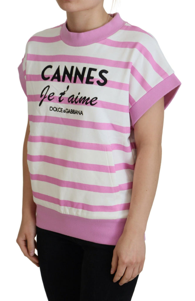 Dolce & Gabbana White Pink CANNES Exclusive T-shirt Dolce & Gabbana