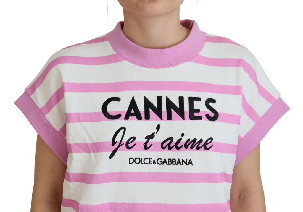 Dolce & Gabbana White Pink CANNES Exclusive T-shirt Dolce & Gabbana