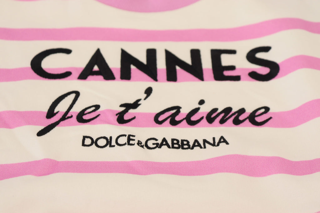 Dolce & Gabbana White Pink CANNES Exclusive T-shirt Dolce & Gabbana