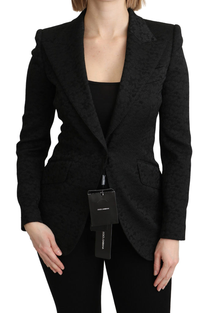 Dolce & Gabbana Black Brocade Single Breasted Blazer Jacket - Luxe & Glitz