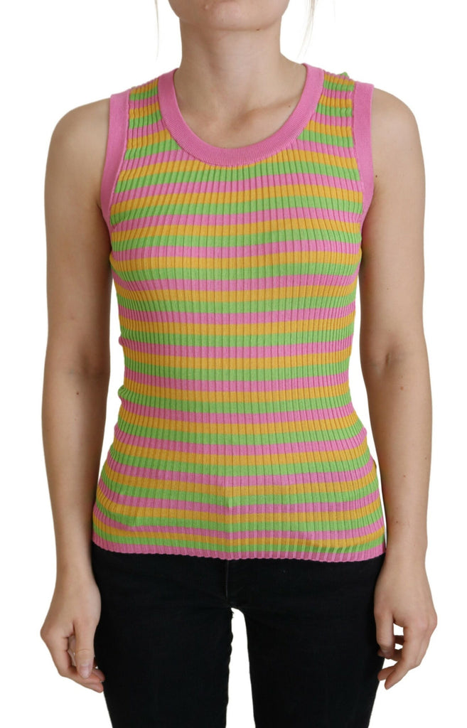 Dolce & Gabbana Multicolor Silk Vest Pullover Tank Top Dolce & Gabbana