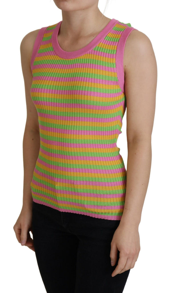 Dolce & Gabbana Multicolor Silk Vest Pullover Tank Top Dolce & Gabbana