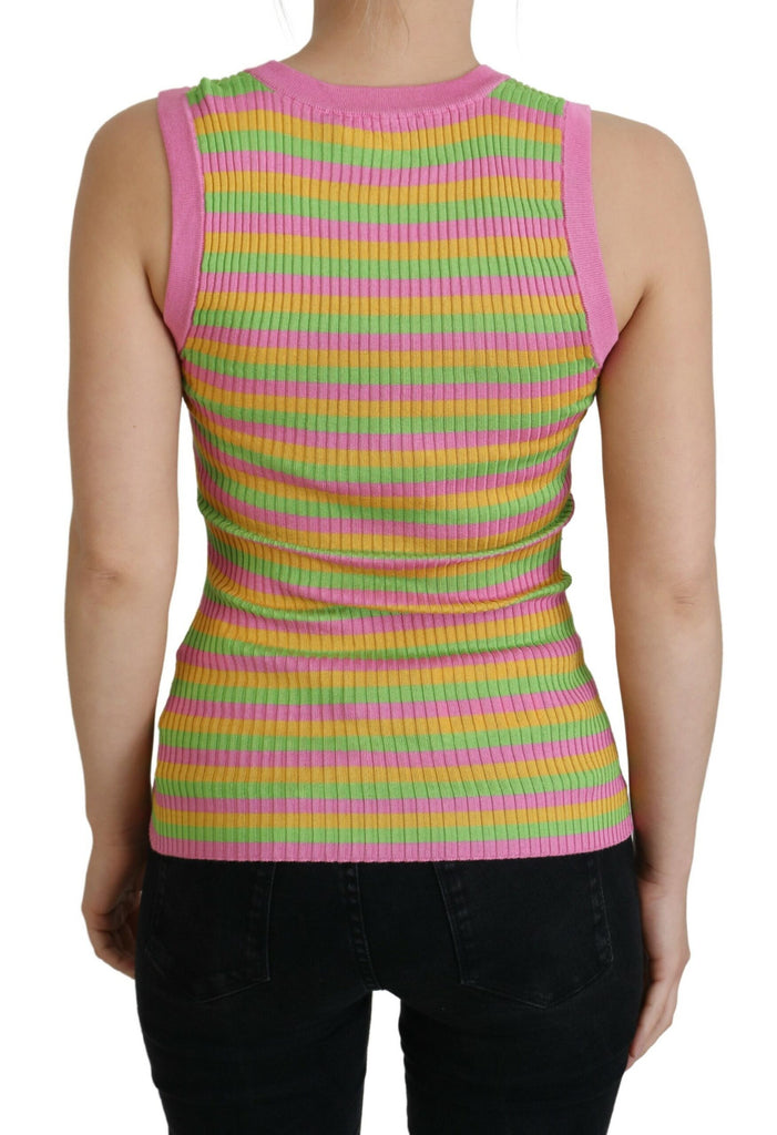 Dolce & Gabbana Multicolor Silk Vest Pullover Tank Top Dolce & Gabbana