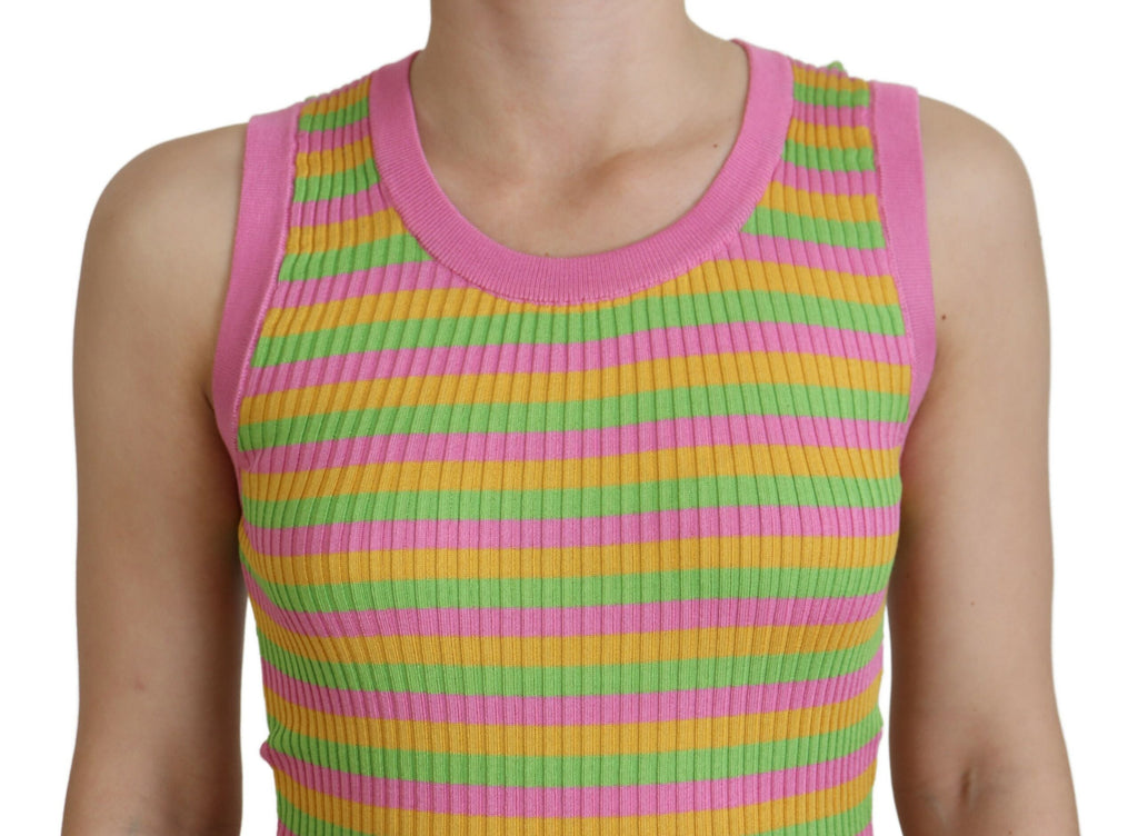 Dolce & Gabbana Multicolor Silk Vest Pullover Tank Top Dolce & Gabbana