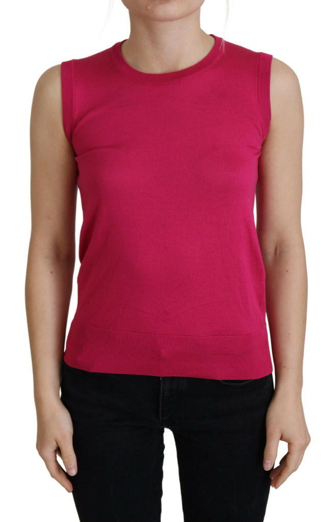 Dolce & Gabbana Pink Silk Vest Pullover Crewneck Tank Top Dolce & Gabbana