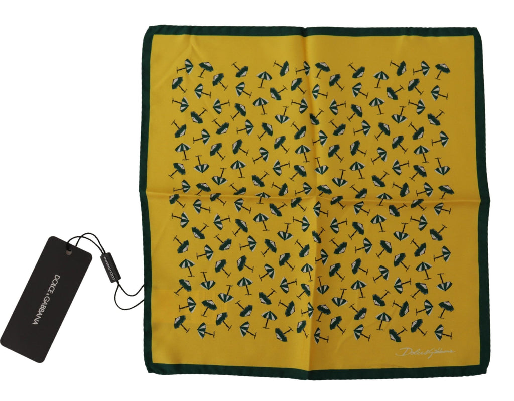 Dolce & Gabbana Yellow Printed DG Logo Square Mens Handkerchief Scarf - Luxe & Glitz