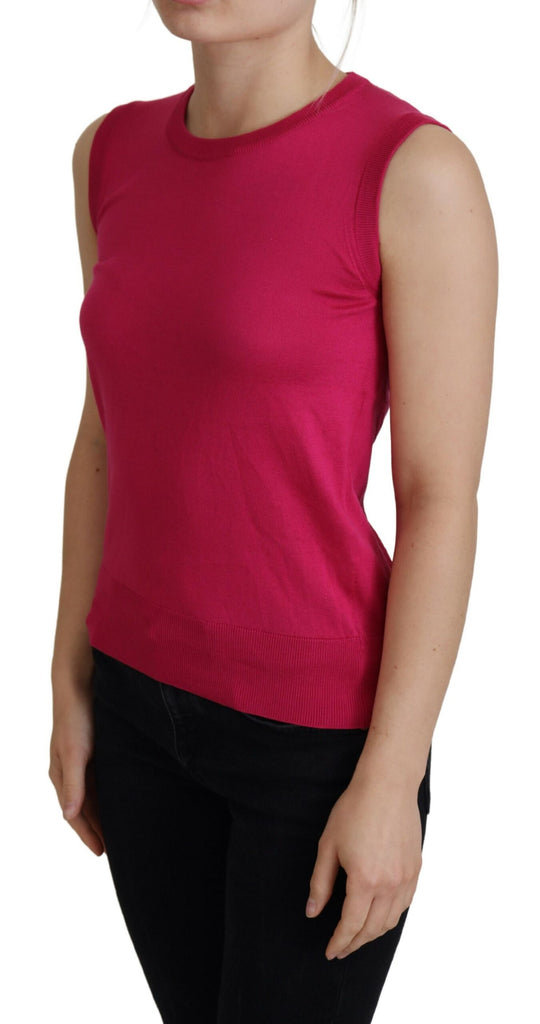 Dolce & Gabbana Pink Silk Vest Pullover Crewneck Tank Top Dolce & Gabbana