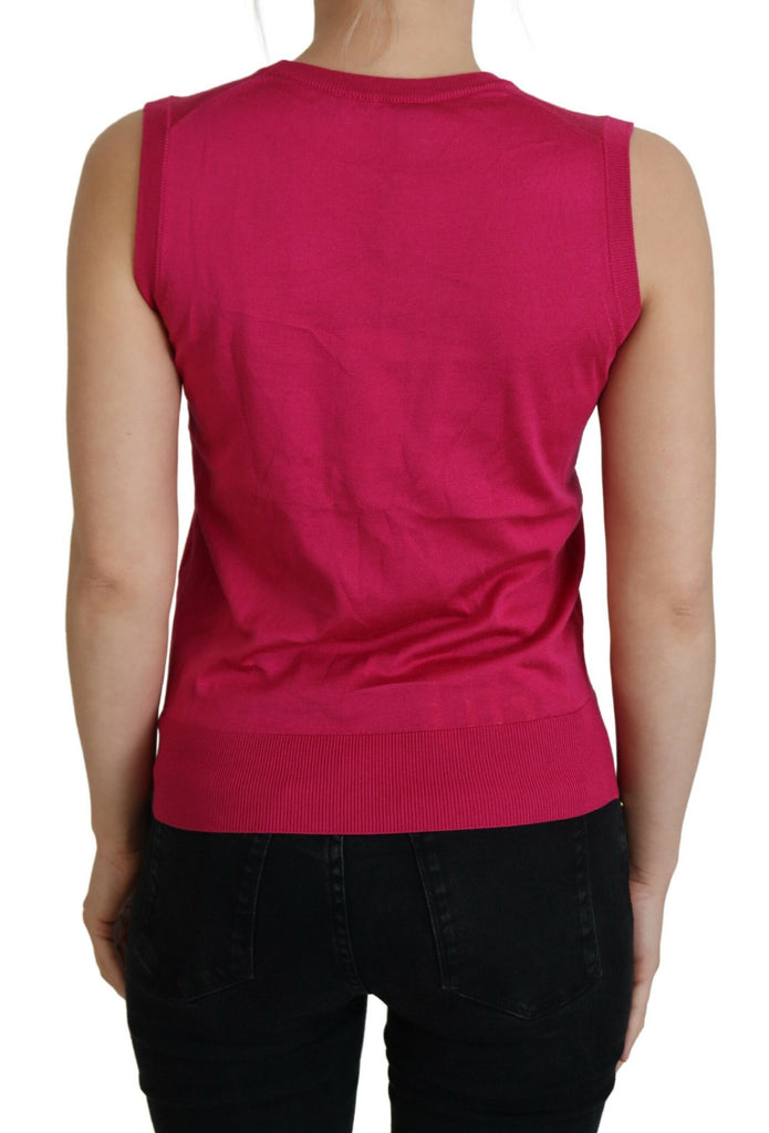 Dolce & Gabbana Pink Silk Vest Pullover Crewneck Tank Top Dolce & Gabbana