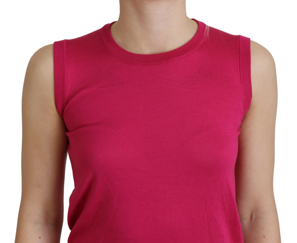 Dolce & Gabbana Pink Silk Vest Pullover Crewneck Tank Top Dolce & Gabbana