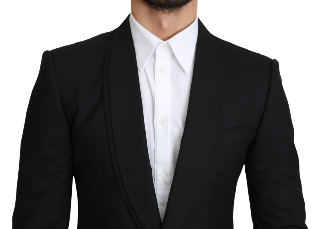 Dolce & Gabbana Black Single Breasted Formal Wool Blazer - Luxe & Glitz