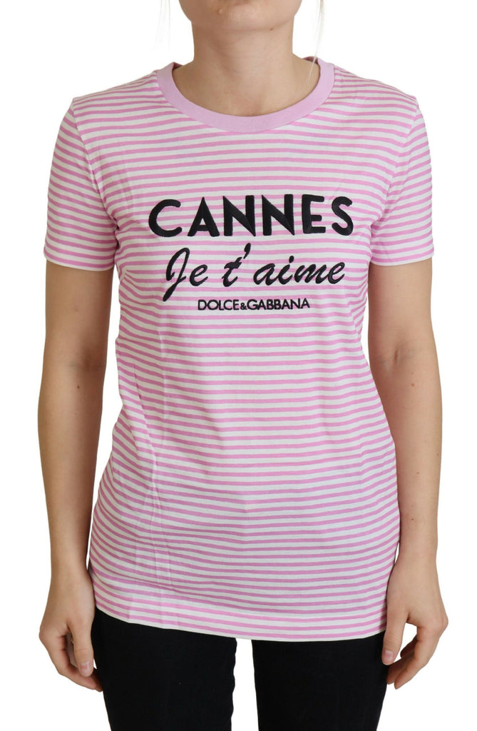 Dolce & Gabbana White Pink CANNES Exclusive T-shirt Dolce & Gabbana