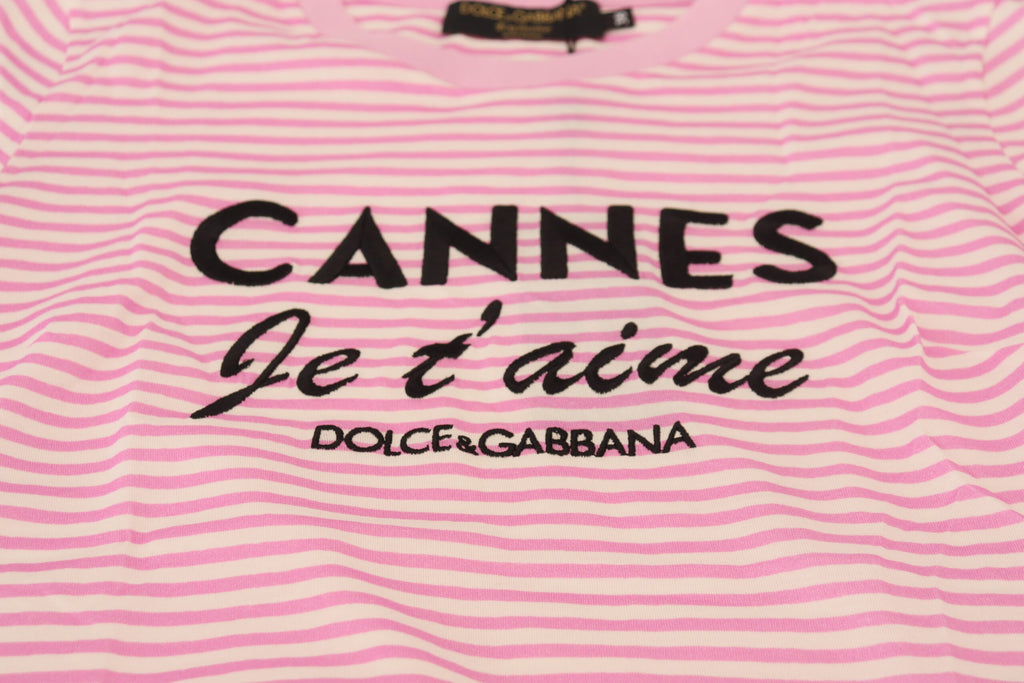 Dolce & Gabbana White Pink CANNES Exclusive T-shirt Dolce & Gabbana