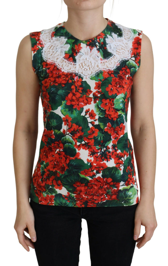 Dolce & Gabbana White Floral Wool Lace Vest Tank Top Dolce & Gabbana