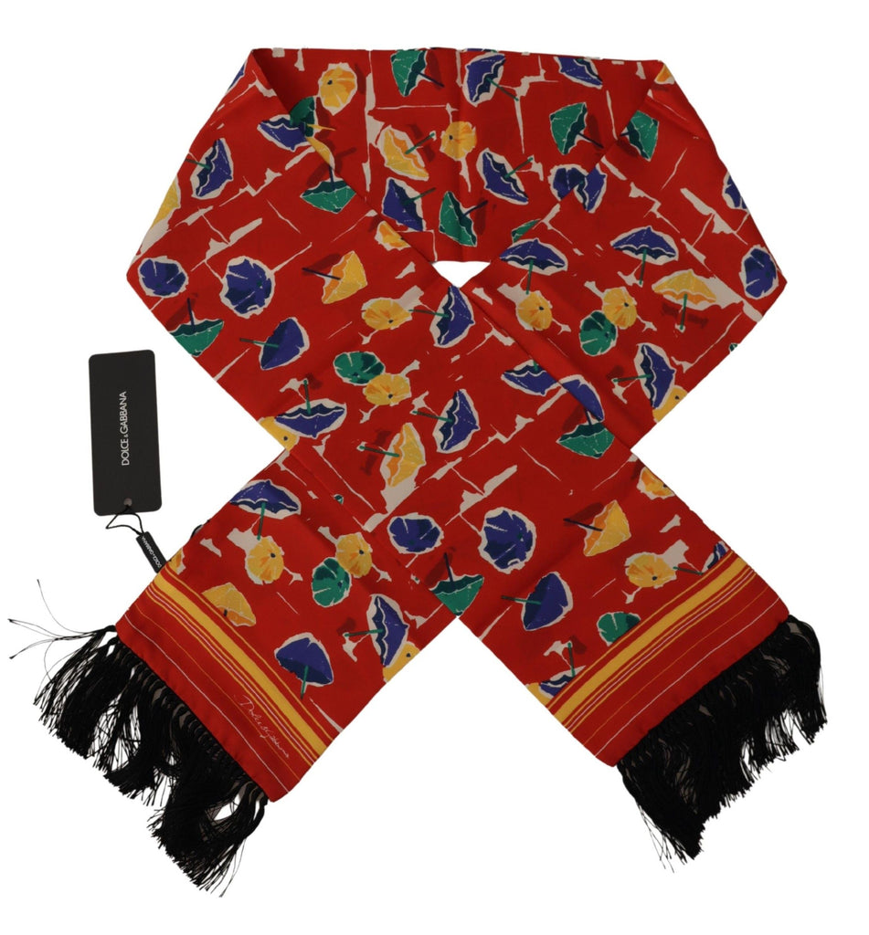 Dolce & Gabbana Multicolor DG Umbrellas Print Shawl Fringe Scarf - Luxe & Glitz