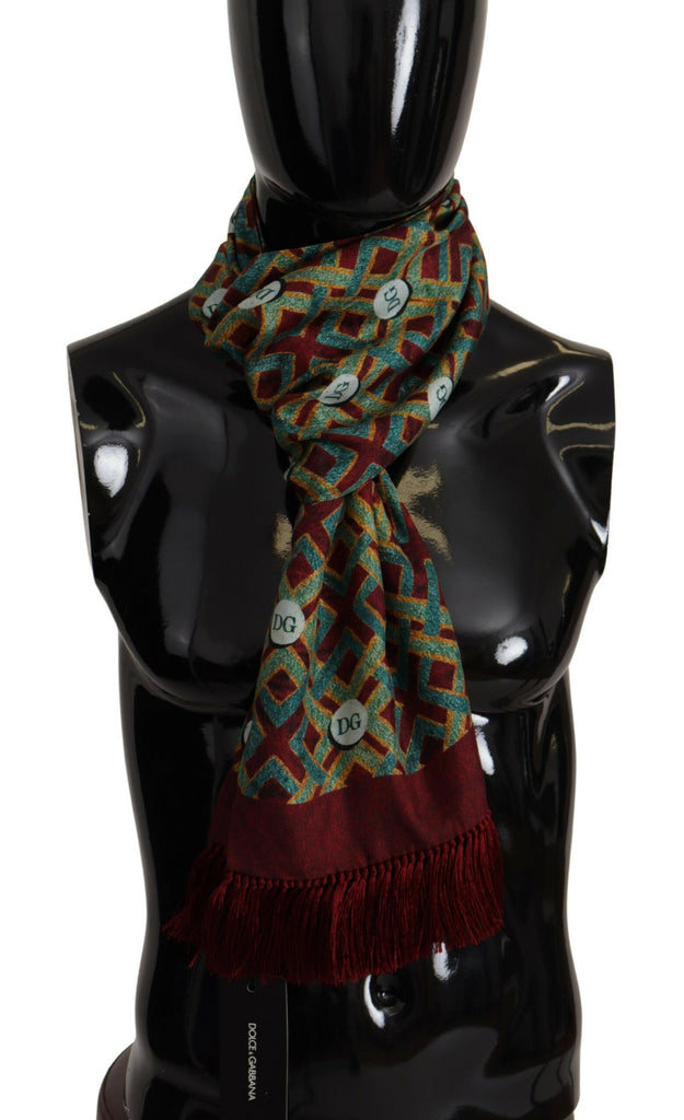 Dolce & Gabbana Multicolor DG Logo Shawl Warm Neck Wrap Fringe Scarf - Luxe & Glitz