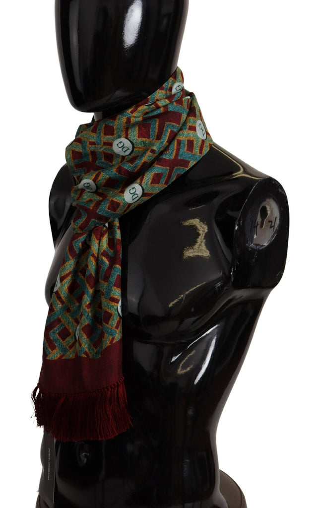 Dolce & Gabbana Multicolor DG Logo Shawl Warm Neck Wrap Fringe Scarf - Luxe & Glitz